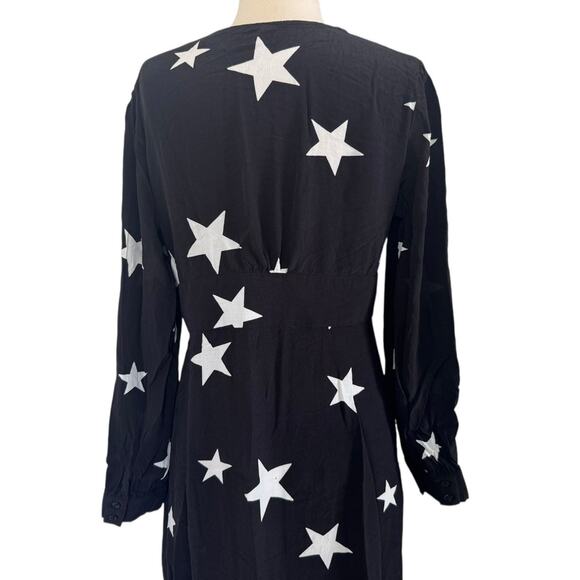 NOBODY’S CHILD Black & White Star Siri Midi Dress Boho Chic Whimsical Goth Sz 8 - Picture 9 of 12